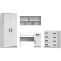 Deine Möbel 24 Kinderzimmer-Set Inge III, Weiß/Grau - Modernes Kinderzimmer-Set mit Holzgriffen in verschiedenen Farben. Hochwertige Materialien sorgen für Langlebigkeit. Ideal für individuelle Gestaltung und Funktionalität im Kinder- und Jugendzimmer.
