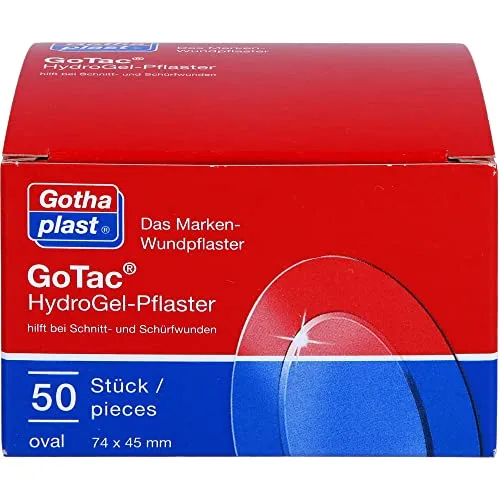 Gotac Hydro Gel-Pflaster 74x45 mm oval - 50 Stück - Pflaster für Druck- und Schmerzlinderung, transparent und hauchdünn, mit kühlendem Gel-Kern für schmerzfreie Wundversorgung.