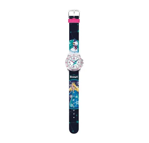 Scout Action Girls 280378017 Mädchenuhr - Kinderuhr mit rundem Kunststoffgehäuse, strapazierfähigem Textilarmband und Mineralglas, perfekt für aktive Mädchen.