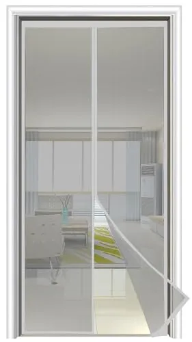 Magnet Fliegengitter für Balkontür 70x200cm Grau, Premium Insektenschutz Tür, Fliegenschutztür Terrassentür Selbstklebend Ohne Bohren