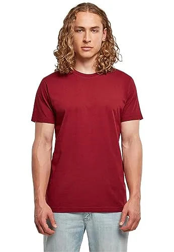 Build Your Brand Herren T-Shirt Basic Round Neck, Basic Männer T-Shirt mit Rundhalsausschnitt, Baumwolle, Regular Fit, Cherry, 5XL