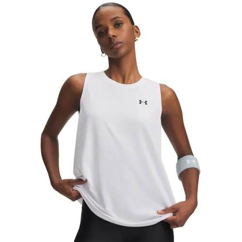 Under Armour Damen Tech Tank Top Weiß/Schwarz - Leichtes und atmungsaktives Tank Top für Damen, schnell trocknend und mit recyceltem Material für mehr Nachhaltigkeit.