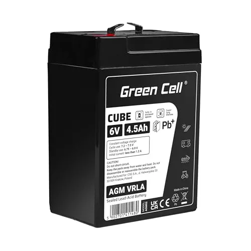 Green Cell AGM 6V 4,5Ah mit IP54 Akku Vlies Batterie VRLA Blei Batterie Bleiakku Ersatzakku Akkubatterie Versorgungsbatterie Zyklenfest Wartungsfrei für Elektro Spielzeug USV UPS (6V 4,5Ah)