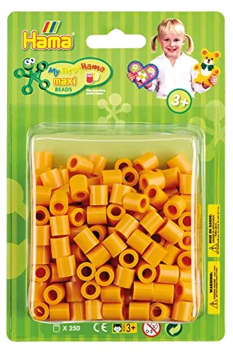 Hama Perlen 8524 Bügelperlen Packung mit ca. 250 Maxi Bastelperlen mit Durchmesser 10 mm in Teddybären-braun, kreativer Bastelspaß für Kinder