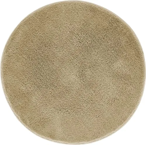 andiamo Badematte rutschfest Florida - Badezimmerteppich weich und flauschig - Badteppich rutschfest waschbar Duschvorleger Badvorleger für Badezimmer 60 cm rund Taupe