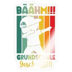 Spreadshirt Bäähm Grundschule Geschafft 2026 Sticker Aufkleber, 10 x 10 cm, Transparent glänzend - Transparent