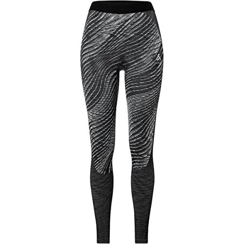Odlo Damen BLACKCOMB ECO Funktionsunterwäsche Lange Hose, black - space dye - Skischuhe mit körperzonenspezifischem Funktionsmaterial für optimale Bewegungsfreiheit und hervorragendes Feuchtigkeitsmanagement. Oeko-Tex Produktklasse II und Fair Wear Foundation zertifiziert.