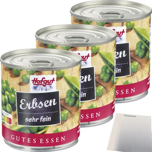 Hofgut Erbsen sehr fein 3er Pack 3x212ml Dose usy Block
