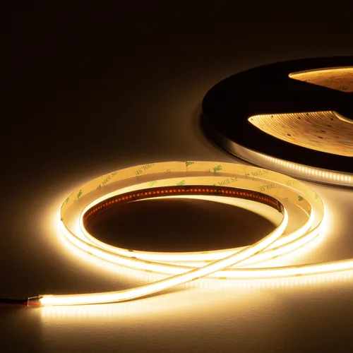 HEXIM COB LED Strip 1-15 Meter - Warmweiß, dimmbar, flexible Lichtlösung - Flexibler HEXIM COB LED Strip in warmweiß (3000K), 1450 cm lang, dimmbar und mit 320 LEDs/m für gleichmäßige Lichtverteilung. Ideal für kreative Innenraumgestaltungen.