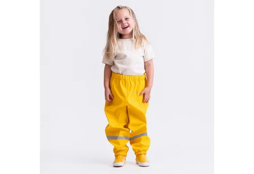 BMS Regenbundhose für Kinder - 100% wasserdicht, gelb - Ideal für den Waldkindergarten: Diese pflegeleichte und winddichte Regenhose bietet optimalen Schutz bei jedem Wetter. Mit reflektierenden Elementen für mehr Sicherheit.
