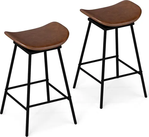 Drehbare Barhocker 2er-Set aus Kunstleder, braun