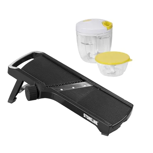 STONELINE Küchenhelfer-Set: Vielseitiger Gemüseschneider & Multizerkleinerer - Gemüsehobel-Set für kreative Rezepte: Mit Fingerschutz und rutschfesten Füßen für höchste Sicherheit, ideal zum schnellen Zerkleinern ohne Strom.