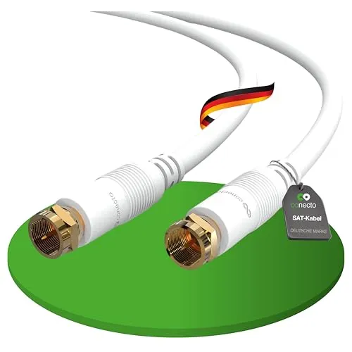 conecto Antennenkabel SAT Kabel Koaxialkabel Satellitenkabel TV 0,50m doppelt geschirmt F-Stecker, für HDTV, Receiver, Satellit, Internet, DAB, Radio, weiß