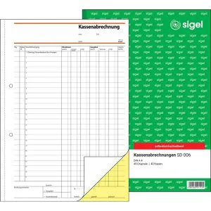 Sigel SD 006 A4 Kassenbuch 2 x 40 Blatt