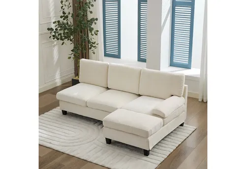 OKWISH Ecksofa mit Schlaffunktion in Beige
