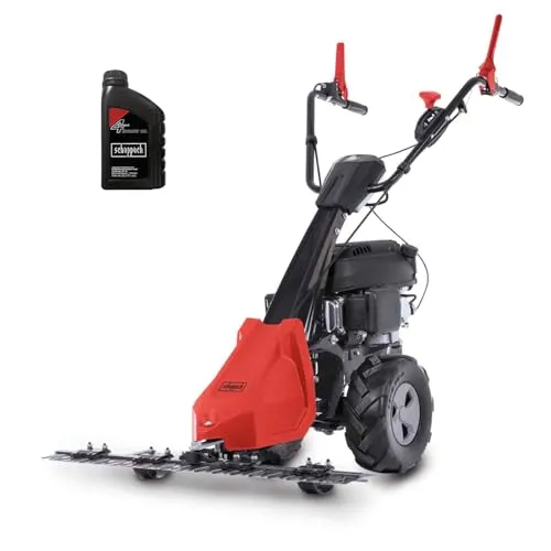 Scheppach Benzin Balkenmäher BMS196-88 | Schnittbreite 880mm | Schnitthöhe 30-60mm | 5,7 PS / 196ccm | für Rasenflächen bis 3000m² | Rasenmäher mit Radantrieb | Hochgrasmäher | inkl. Motoröl