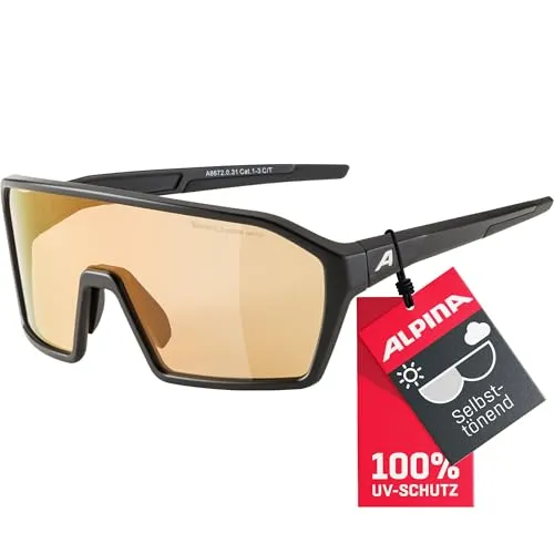ALPINA RAM Q-LITE V - Selbsttönende Sportbrille - Sportbrille mit 100% UV-Schutz, bruchfest und beschlagfrei, ideal für optimale Sicht bei wechselnden Lichtverhältnissen.