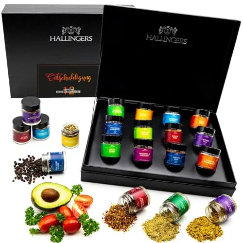 Hallingers Gewürz Geschenkset handgemacht, 12 Gewürze aus aller Welt - Made in Germany