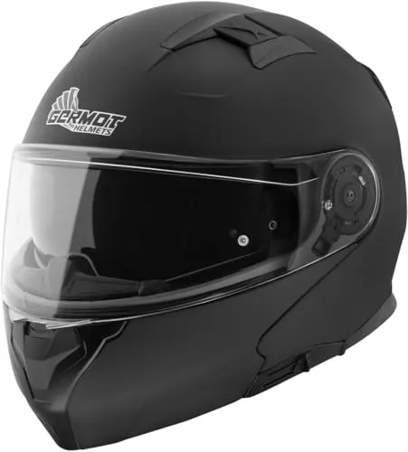 Germot GM 970 Klapphelm matt schwarz Gr. L 59/60 - Motorrad-Headsets mit abnehmbarem Windstopper für individuelle Anpassung und verbesserte Aerodynamik. Erfüllt ECE 22.06 Sicherheitsnormen für maximalen Schutz.