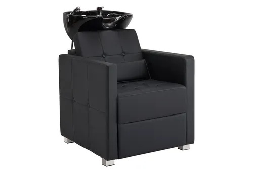 Barberpub Friseurstuhl mit Waschbecken 8010BK - Waschbecken aus Keramik, verstellbar und ideal für SPA Salons – pflegeleicht und mit einfacher Montageanleitung.