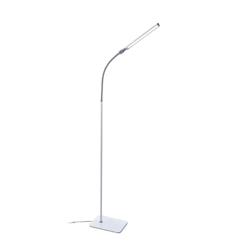 Daylight UnoPro™ LED Stehlampe – 6000K, 1145 Lux, 4 Helligkeitsstufen, Flexibler Arm, Blendschutzschirm, Energieeffiziente Stehleuchte für Wohnzimmer, Nähen & Basteln, Weiß