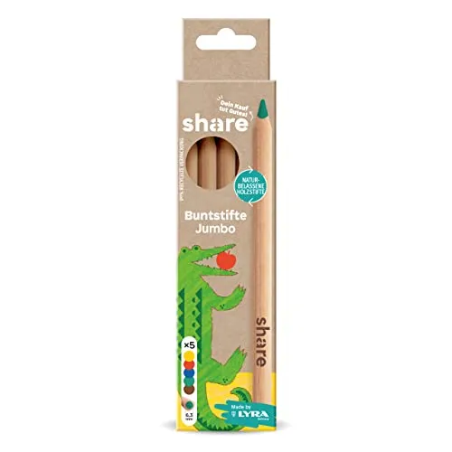 share Buntstifte Jumbo 5er Set – Buntstifte Set spendet eine Unterrichtsstunde für ein Schulkind – naturbelassene dicke Buntstifte