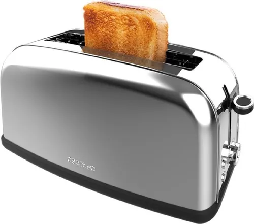 Cecotec Vertikale Toaster Toastin time 850 Inox Long Lite - 850 W Leistung, breiter Schlitz für dicke Brote, 7 Bräunungsstufen und elegante Edelstahl-Optik