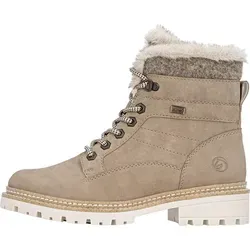 Remonte Damen Schnürstiefel in Beige, Größe 40 - Wanderschuhe mit Lammfellfutter für extra Komfort und Wärme, ideal für Herbst und Winter, mit stabilem Blockabsatz für sicheren Halt.