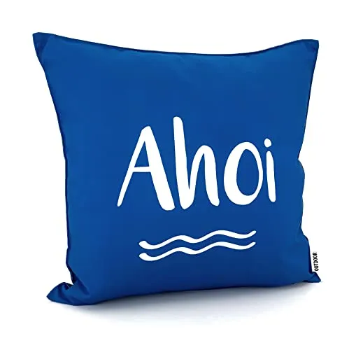 heimtexland ® Outdoorkissen 45x45 Dekokissen Outdoor Garten Lounge Deko Kissen Typ839 Maritim AHOI Blau