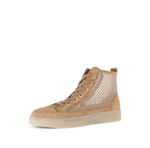 Gabor Plateausneaker mit modischer Stickerei, braun, Größe 40 EU - Sportlicher High-Top-Sneaker mit 3 cm Absatzhöhe und 2,5 cm Plateau, ideal für Freizeitaktivitäten. Gepolsterte Innensohle und leicht profiliertes Laufsohlenmaterial sorgen für hohen Tragekomfort.