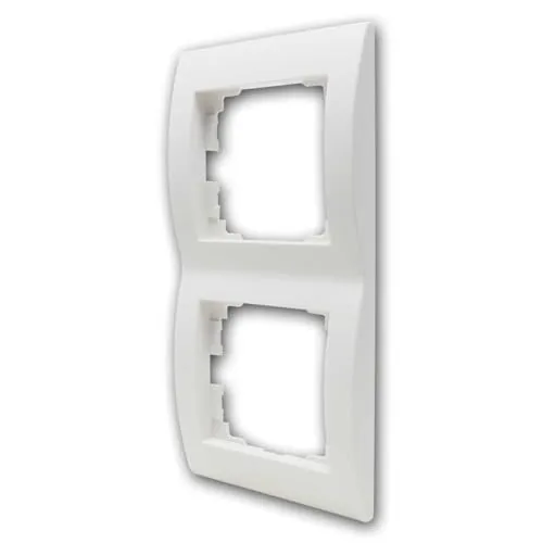 LOGI 2-fach Rahmen 81x152x10mm für Steckdosen, Schalter und Anschlussdosen, Abdeckrahmen, für Längsmontage, weiß glänzend