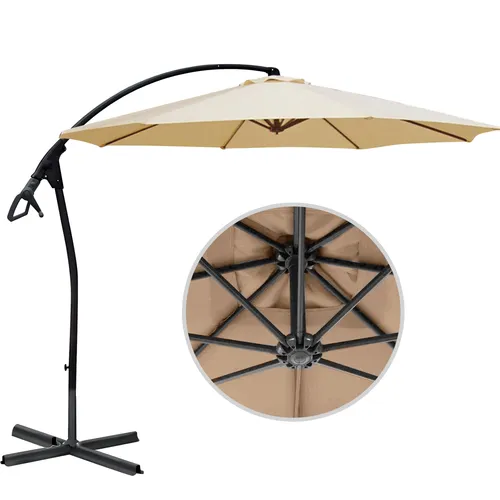 habeig Ampelschirm BEIGE 3,0m - Wasserfester Sonnenschirm - Sonnenschirm mit 3,0m Durchmesser, absolut wasserfest dank PVC-Beschichtung. Ideal für jede Wetterlage, perfekt für Garten oder Terrasse.