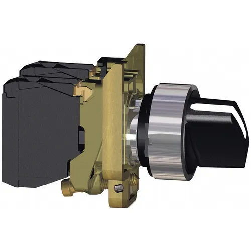 XB4BD21 - Wahlschalter 1 Schließer rastend, kompakte Bauweise mit 22 mm Montagedurchmesser und robustem Knebel in Schwarz