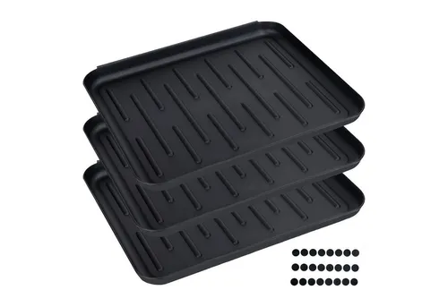 MAVO PLANET Schuhabtropfschale 3er Set Schuhablage Schuhabtropfer Schuhwanne, 37 x 30 cm Rutschfest mit erhöhtem Rand