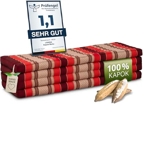 Handgefertigte Klappmatratze 140 cm (Classic) in rot von livasia