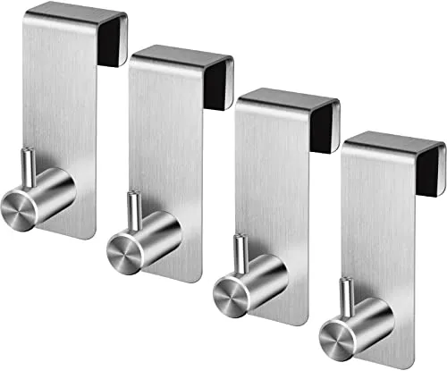 Stück Türhaken zum Einhängen Innenseite 2cm Türhaken Edelstahl Haken Ohne Bohren Kleiderhaken über Tür Türgarderobe mit Filz-Pads für die Rückseite, kinderzimmer, Garderoben-Haken, Schranktür 4