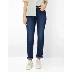 Brax Damen Five-Pocket-Hose Style MARY USED OCEAN BLUE - Bequeme Five-Pocket-Jeans im Regular Fit, ideal für den Alltag. Der dunkelblaue Denim bietet eine modische Note und eine perfekte Passform in Gr. 38K.