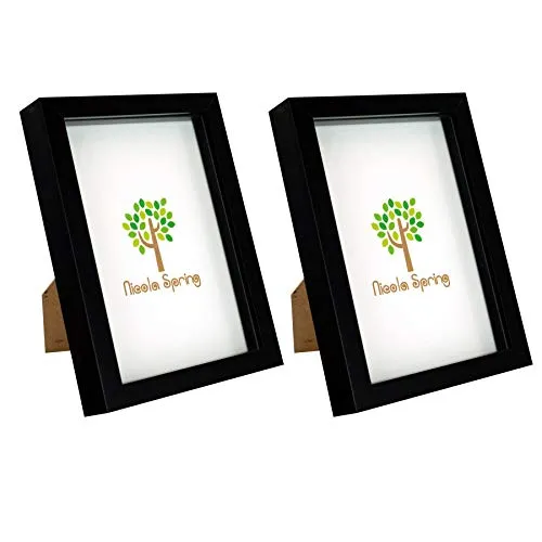 Nicola Spring 3D-Box Fotorahmen - A5 (6 X 8) - Schwarz - Pack Von 2