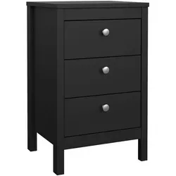 Produktbild P & B Nachtschrank Madrid 172301, Schwarz, Holzwerkstoff, 3 Schublade(n) Schubladen, 43.8x70.1x38.4 cm, Schlafzimmer, Nachttische