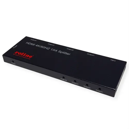 HDMI Video-Splitter Ultra Slim 4fach - 4K 60Hz - HDMI Video-Splitter für bis zu vier Geräte, ultra-schlank und ideal für Präsentationen mit beeindruckender 4K-Auflösung bei 60 Hz. Hohe Bildqualität und einfache USB-Stromversorgung.