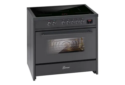 GURARI Induktions Herd-Set Induktionsherd 90 cm Standherd Schwarz, 5 Kochzonen, XXL Backofen 121L, Range Cooker,FLEX Zonen E 913 BL., mit 1-fach-Teleskopauszug