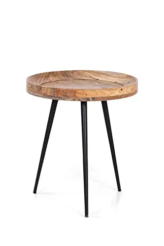 Beistelltisch Ava, braun - 45x50 cm - Beistelltisch Ava aus massivem Mangoholz mit charmantem Design und erhöhtem Rand, ideal für jedes Wohnzimmer. Jetzt 10€ Willkommens-Gutschein bei Newsletter-Anmeldung sichern!