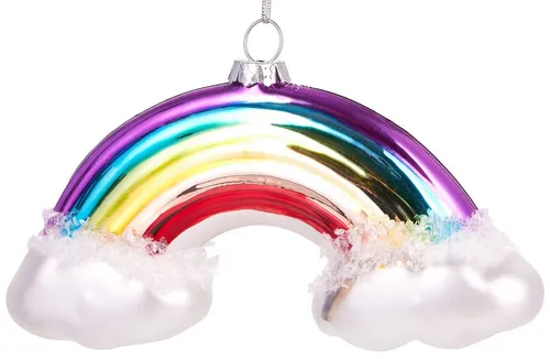 BRUBAKER Christbaumschmuck Kunstvolle Baumkugel Bunter Regenbogen, Weihnachtsdekoration aus Glas - Lustige Weihnachtskugel 12 cm