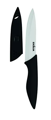 Excelsa Utility Messer mit Klingenschutz, Keramik, schwarz/weiß, Klinge 12,5 cm