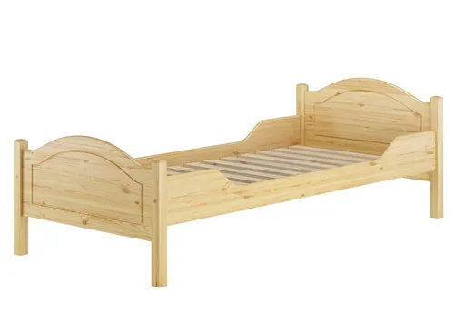 Erst-Holz Massivholz Bett 100x200 Kieferbett - Stabiles Einzelbett im Landhaus-Stil aus europäischer Kiefer, ideal als Gästebett. Wählbare Zubehöroptionen für individuellen Komfort, inklusive Rollrost und Matratze.