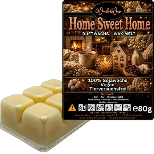 WonderWax Duftwachs Wax Melts für Duftlampe, 6 Würfel Duftmelt Wachsmelt Sojawachs Duftwachs Würfel für Raumdüfte, Wachs Duftöl Winter Indoor Schmelzen für Aromalampe Home Sweet Home