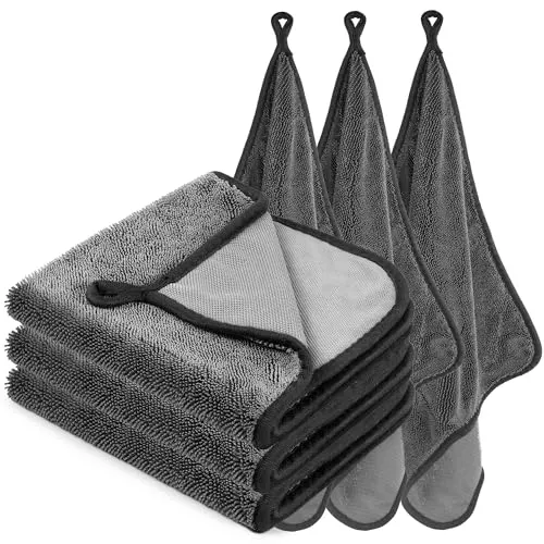 YIYIZI 3 Stück Trockentuch Dusche 40 x 60cm, 600GSM Mikrofasertücher Auto Trockentuch Saugstark, Streifenfrei und Kratzfrei, Poliertuch Auto für Autopflege, Dusche, Bad & Haushalt