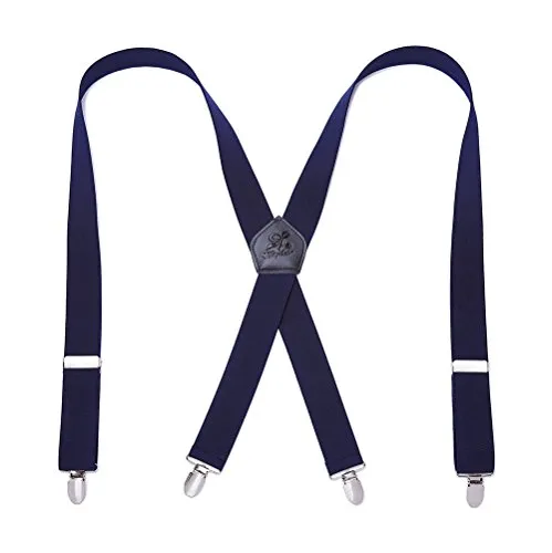 KANGDAI Herren Hosenträger Mit 4 Clips - Heavy Duty Braces Mit Starken Metall Clips, Verstellbar Und Elastisch