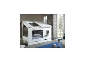 Baumhaus Bett 90 x 200 cm mit Vorhang Set und Bettschublade von Vipack