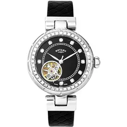 ROTARY Automatikuhr LS003/A/13 Skeleton Damenuhr 34mm - Elegante Damenarmbanduhr mit Saphirglas und 5 ATM Wasserdichtigkeit, ideal für stilbewusste Frauen.